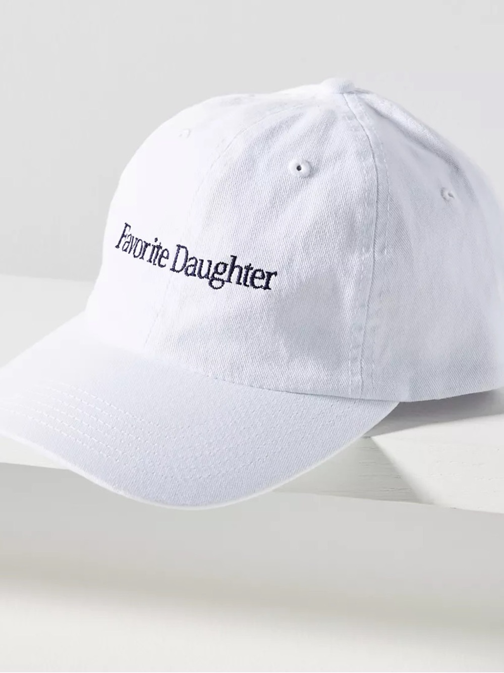 Favorite Daughter White Embroidered Cotton Baseball Hat